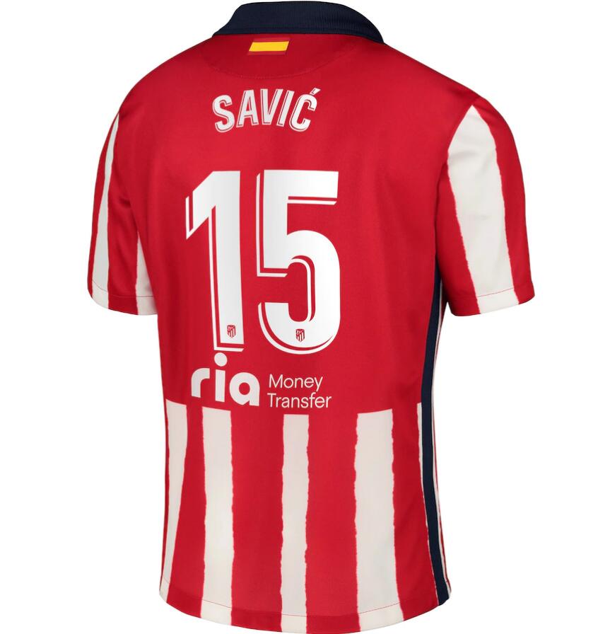 Atlético de Madrid Home Kit Soccer Jersey with Savic 15 printing 2020/21